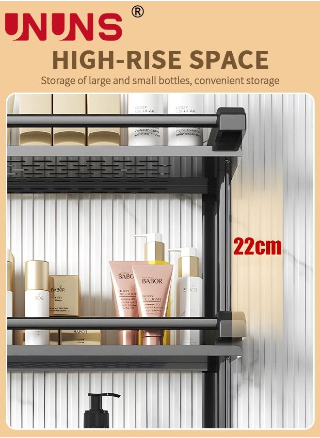 UNUNS Bathroom Rack With Towel,2 Tier Bathroom Wall Shelf Shower Storage Rack With Hooks,Storage Organizer Shelf For Bathroom Kitchen  - Image 4