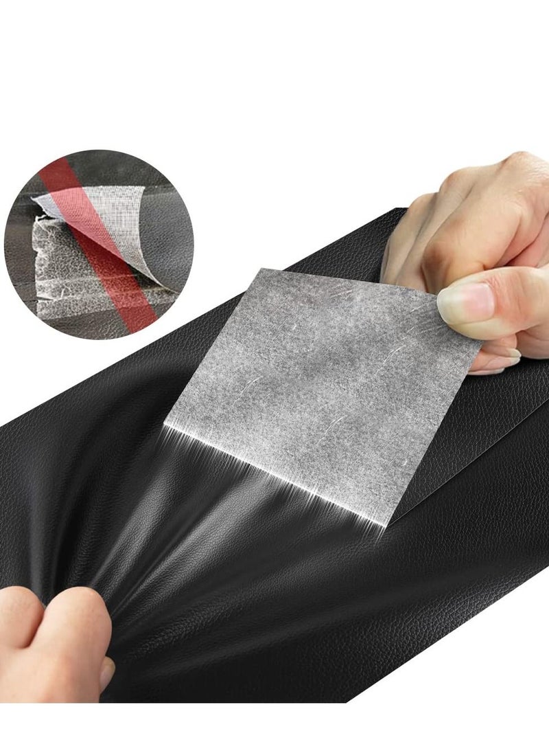 KASTWAVE - Sofa Leather Repair Patches, 50 X 137 cm Large Self Adhesive Decorative Tape DIY Adhesive Backed Lychee Repair Patches for Sofas, Shoes, Car Seats, Handbags and Other Leather Patches (Black) - Image 1