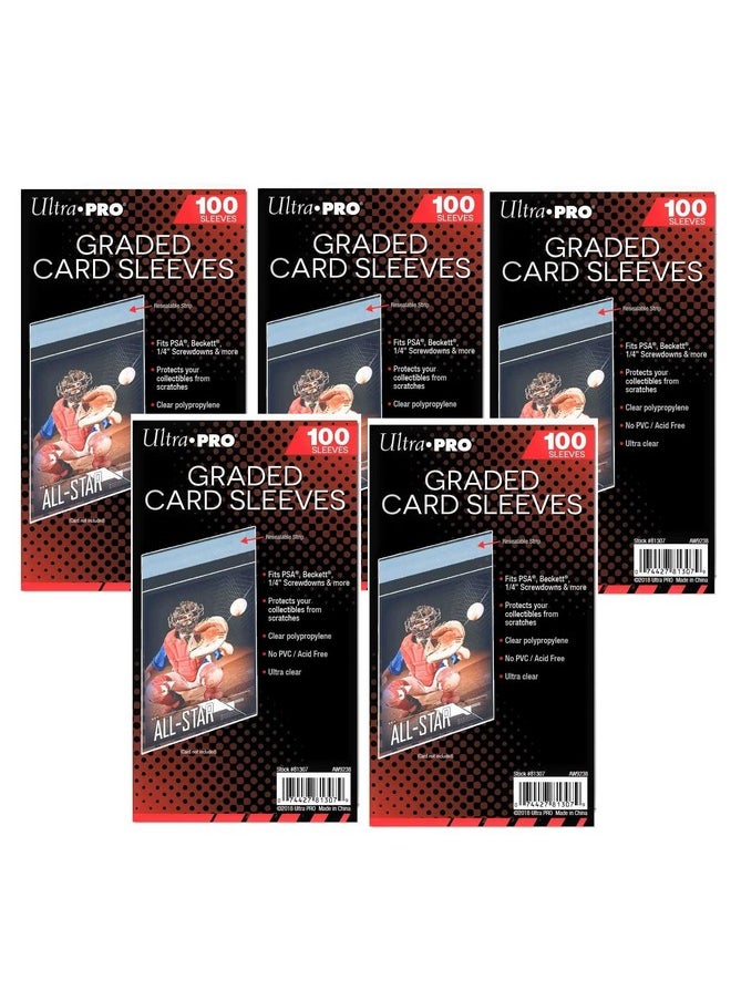 Ultra Pro 5 Ultra Pro Graded Card Sleeve Packs with Resealable Strip 500 Total (5 100ct Packages). Protects Graded Cards From Scratching and Dust. For Use w/ Beckett, Bgs, PSA and More.  - Image 1
