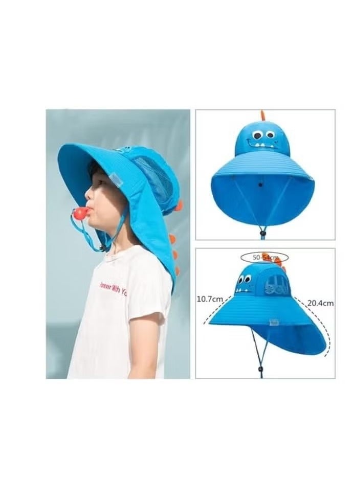 قبعة دلو الأطفال UPF50+ حماية الشمس قبعة شمس القبعات الكبيرة الشاطئية المليئة بالشاطئ مع شبكة وقبعة حزام الذقن القابلة للتعديل - Image 3