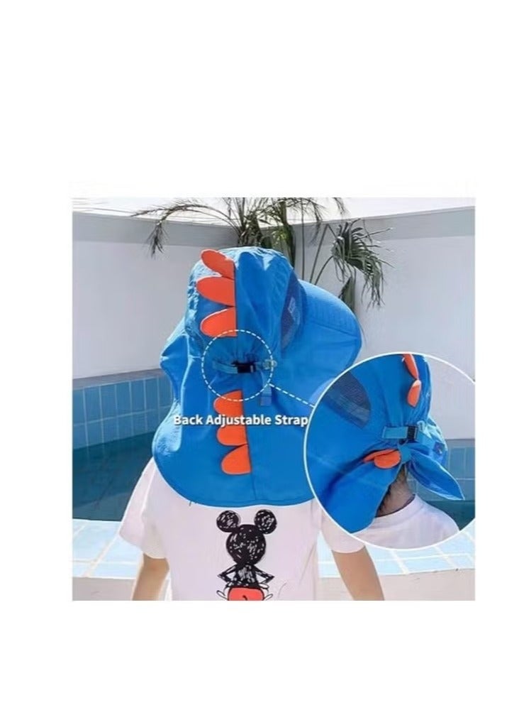 قبعة دلو الأطفال UPF50+ حماية الشمس قبعة شمس القبعات الكبيرة الشاطئية المليئة بالشاطئ مع شبكة وقبعة حزام الذقن القابلة للتعديل - Image 4