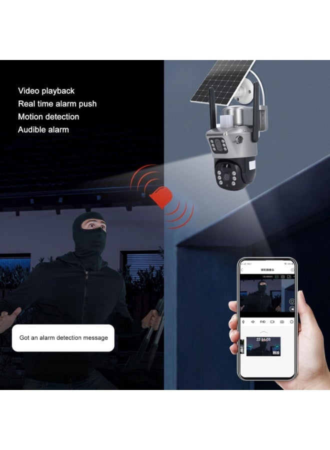 JAJEEK 1080P Dual HD Lens Outdoor Security Camera – Wireless WiFi IP CCTV Camera with Solar Charging, Built-In Microphone & Speaker, Smart Motion Detection, Night Vision, Waterproof & Weatherproof Design, App Control, 64GB SD Card Included, Ideal for Home, Garden, Office, and Shop Security - Image 4