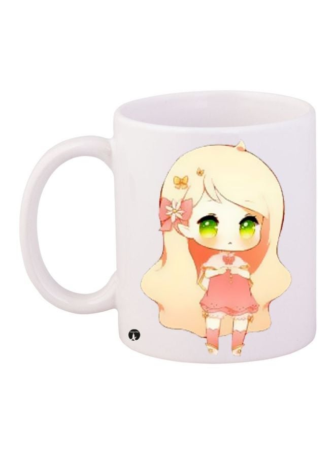 Cartoon Printed Coffee Mug White/Beige/Pink 11ounce