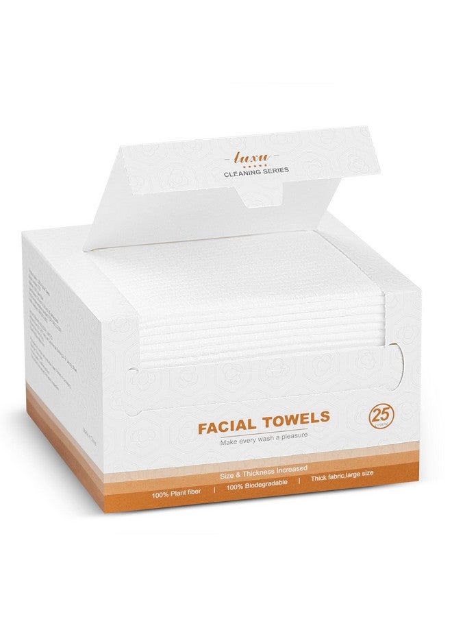 LUXU Clean Face Towels,Disposable Face Towel, Facial Washcloth, Makeup Remover Dry Wipes,25 Ct,Clean Facial Towels for Sensitive Skin,Soft and Thick for Nursing, Cruelty Free,Biodegradable - Image 1