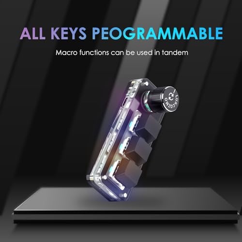LUKCOZMO Macro Pad Macropad Macro Programmable Keypad Customized 3-Key Mini Mechanical Gaming Keyboard, One Handed Keyboard RGB LED Backlit OSU Multifunctional Macropad wtih Knob Type C 1m Cable Black - Image 2