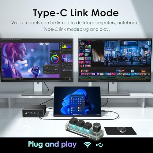 LUKCOZMO Macro Pad Macropad Macro Programmable Keypad Customized 3-Key Mini Mechanical Gaming Keyboard, One Handed Keyboard RGB LED Backlit OSU Multifunctional Macropad wtih Knob Type C 1m Cable Black - Image 5