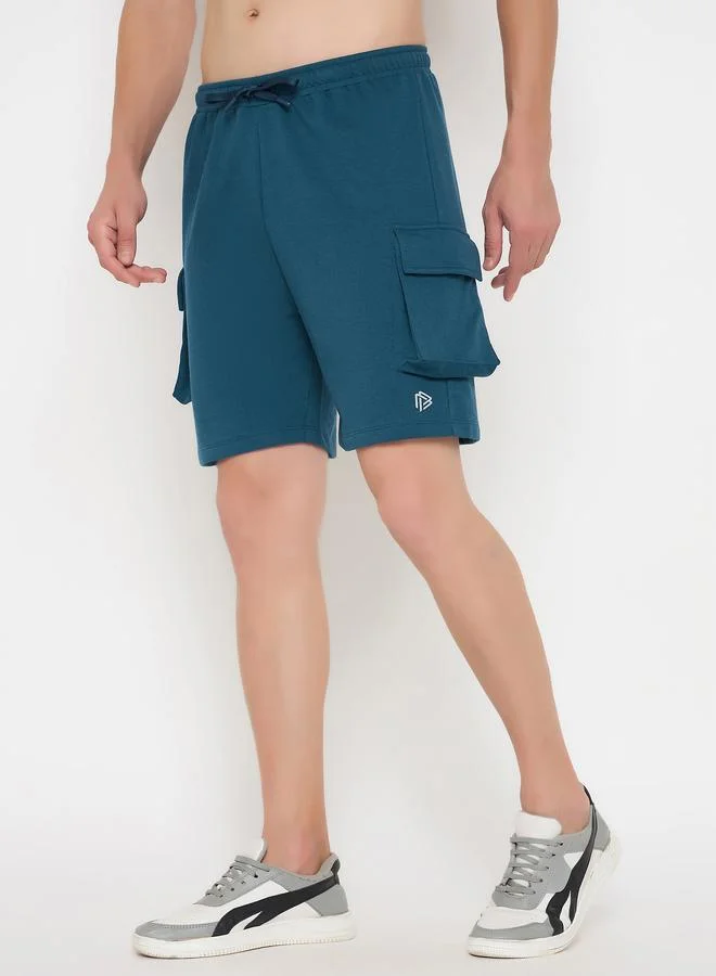 John Players John Player Solid Drawstring Waist Lounge Shorts with Pockets