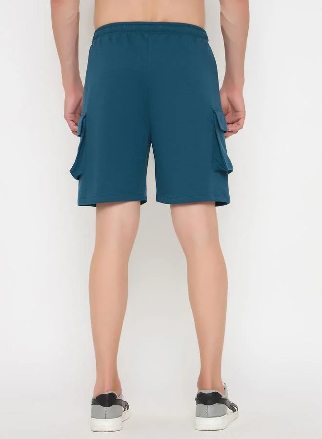 John Players John Player Solid Drawstring Waist Lounge Shorts with Pockets