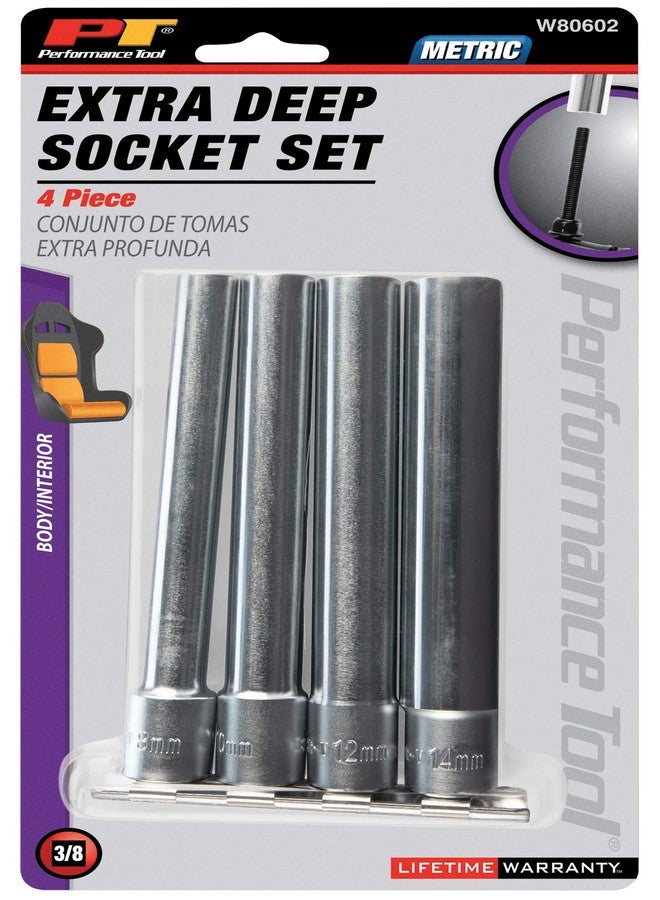 بيرفورمانس تول مجموعة مقابس W80602 من Performance Tool، مكونة من 4 قطع، مقاس 3/8 بوصة، ذات جدار عميق للغاية، 6 نقاط، للتثبيت الدقيق والمتانة - مثالية لتطبيقات السيارات والتطبيقات الصناعية - Image 5