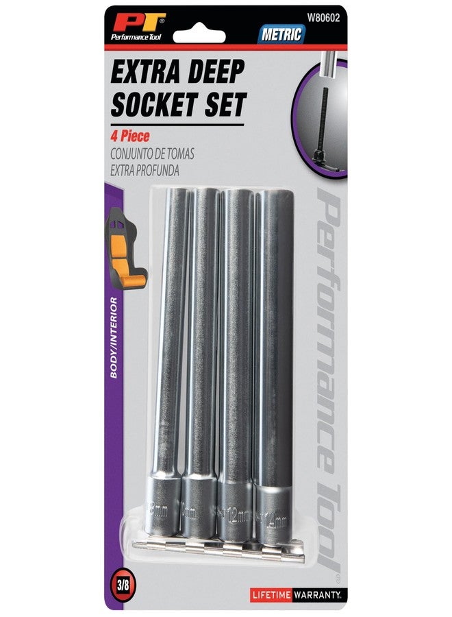 بيرفورمانس تول مجموعة مقابس W80602 من Performance Tool، مكونة من 4 قطع، مقاس 3/8 بوصة، ذات جدار عميق للغاية، 6 نقاط، للتثبيت الدقيق والمتانة - مثالية لتطبيقات السيارات والتطبيقات الصناعية - Image 4
