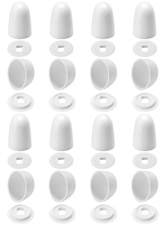 تيك بيوتي 16 قطعة من أغطية مسامير المرحاض العالمية، أغطية بلاستيكية دائرية لمسامير المرحاض تُضغط على المقعد والأرضية مع غسالات إضافية، ارتفاع 1.44 بوصة، لون أبيض - Image 1