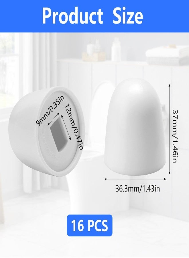 تيك بيوتي 16 قطعة من أغطية مسامير المرحاض العالمية، أغطية بلاستيكية دائرية لمسامير المرحاض تُضغط على المقعد والأرضية مع غسالات إضافية، ارتفاع 1.44 بوصة، لون أبيض - Image 2