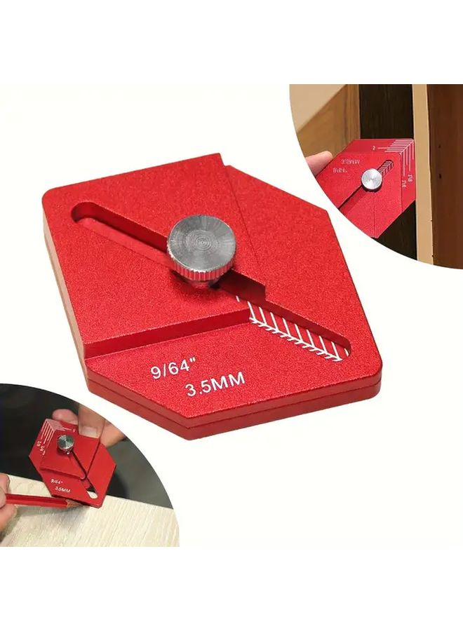 Red Heavy Duty Aluminum Woodworking Marking Gauge High Precision Adjustable Distance - Image 3