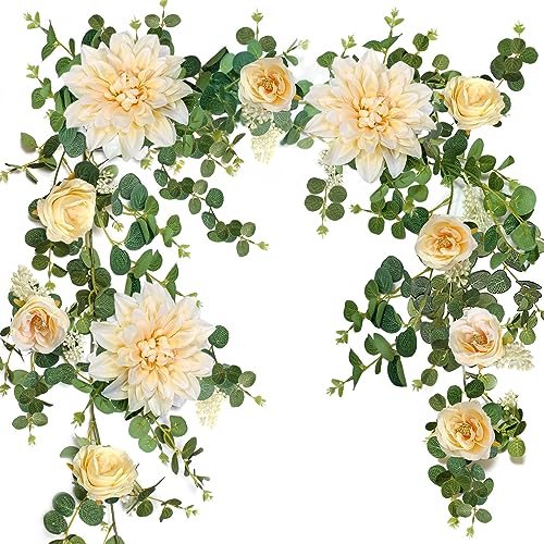 OrgMemory Eucalyptus Garlands, Flower Garland, Wedding Arch Flowers, Floral Swag for Wedding Christmas Decoration Table Backdrop Arch Wall Party Home Bedroom Décor (Champagne) - Image 1