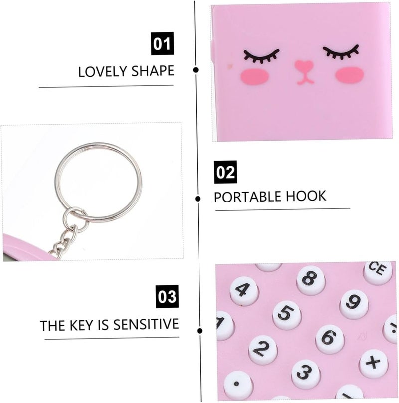 Kisangel 2pcs Mini Students Calculator Portable Pocket Size Arithmetic Counter Pink for School and Office Use - Image 3