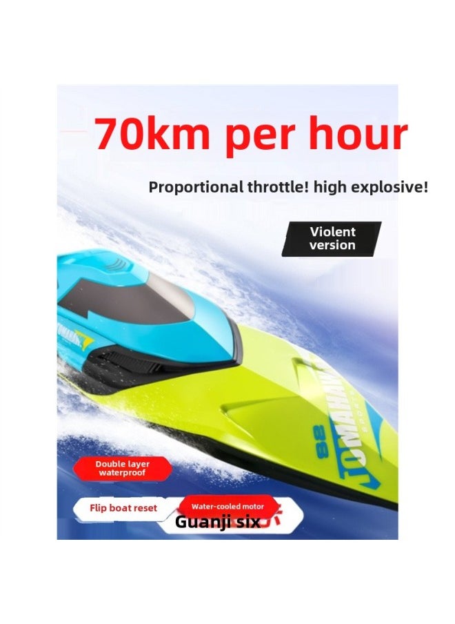 Remote Control Boat High-horsepower Water Large High-speed Speedboat Charging Electric Underwater Children's Boys' Ship Model Toys-Color:S2 Extra Large High Speed 70km/h Blue-Specifications:Single Battery Package + Charging Cable + Warranty  - Image 2