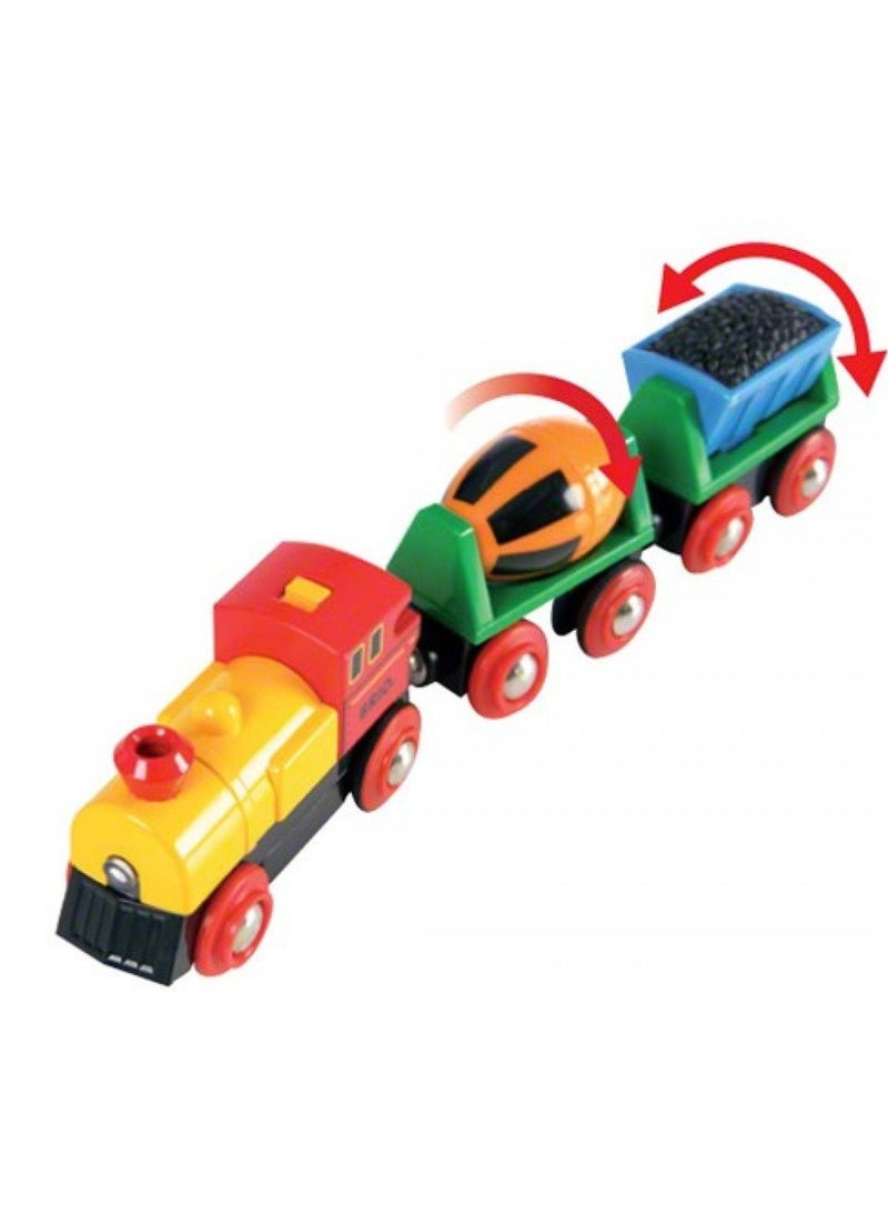 Brio قطار BRIO الكهربائي القابل للتشغيل مع عربة الفحم المتحركة وخلاط الأسمنت – محرك مضيء للأطفال من عمر 3 سنوات فما فوق – متوافق مع جميع مجموعات السكك الحديدية الخشبية من BRIO World | 33319-B - Image 3