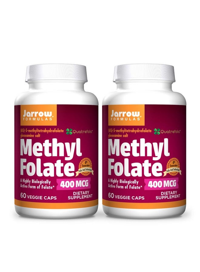jarrow formulas جاررو فورمولا ميثيل فولات 400 ميكروغرام - 60 كبسولة نباتية، عبوة من 2 - شكل نشط بيولوجيًا عالي من الفولات - تقنية حمض الفوليك من الجيل الرابع - 120 حصة إجمالية - Image 1