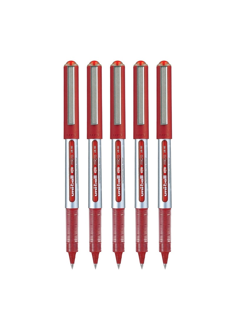 Uni-Ball-EYE UNI-BALL Eye UB150 0.5mm Roller Ball Pen | Red Ink, Pack of 5 - Image 1