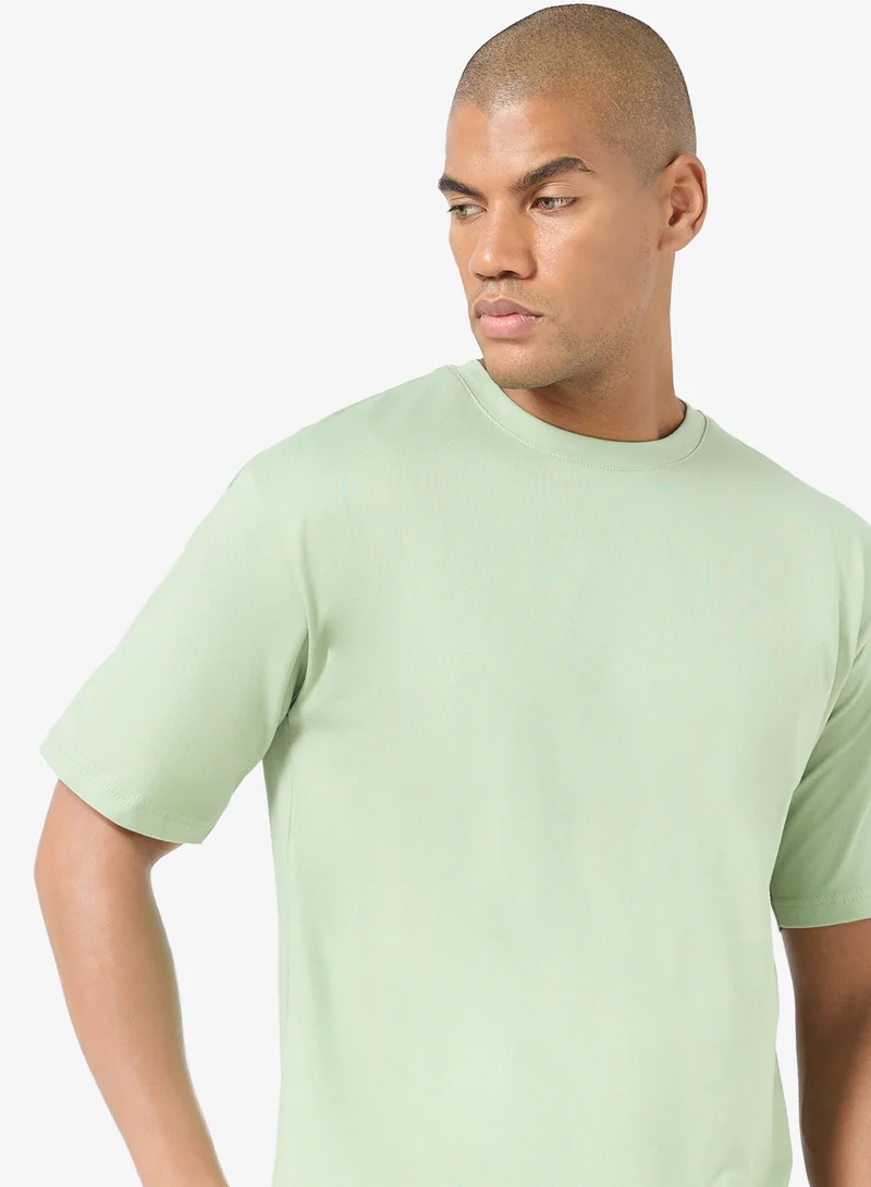 Seventy Five Basics LIGHT GREEN Oversized Drop Shoulder 220Gsm T-Shirt for Men | Best Price UAE