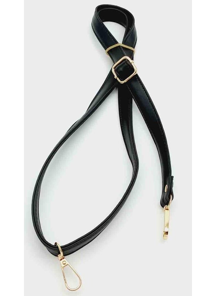 Angel Çanta Aksesuar Angel Bag Accessory Black 125X2 cm Bag Handle Sliding Light Gold Metal 