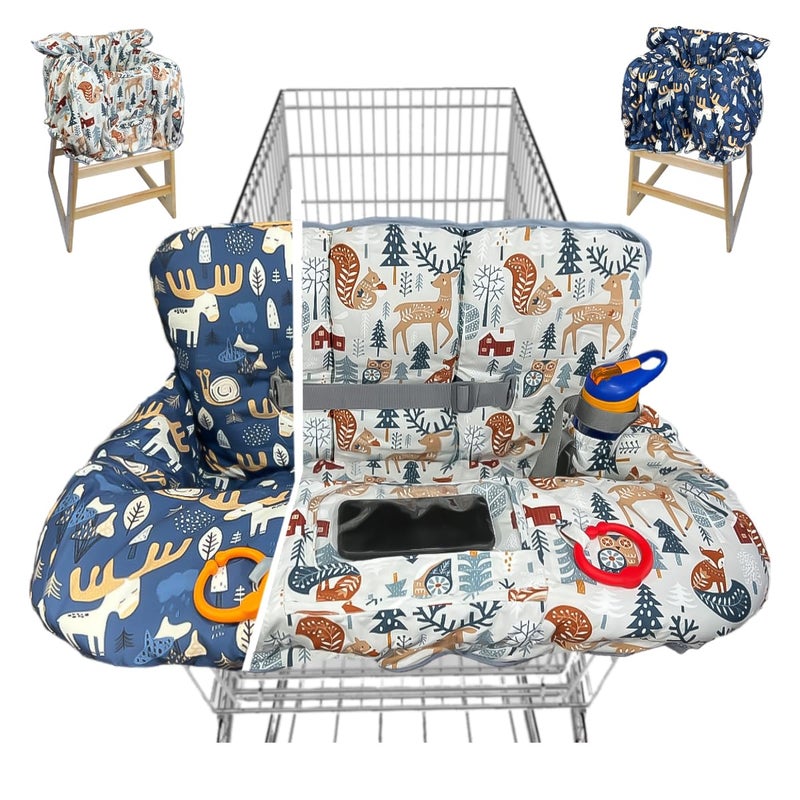 JOWEY Shopping Cart Cover for Baby Grocery Cart Cover for Baby boy and Baby Girl, High Chair Cover for Baby and Toddler, Baby Registry Gift - Waterproof - Extra Large - Cotton - Double Sided (Multi) - Image 1