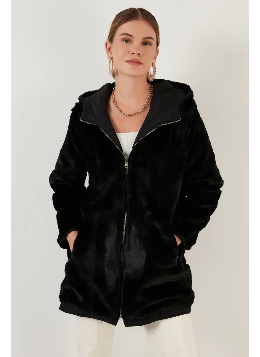 ليلا Double Sided Regular Fit Faux Fur Inside Pocket Coat Women's Coat 6238067