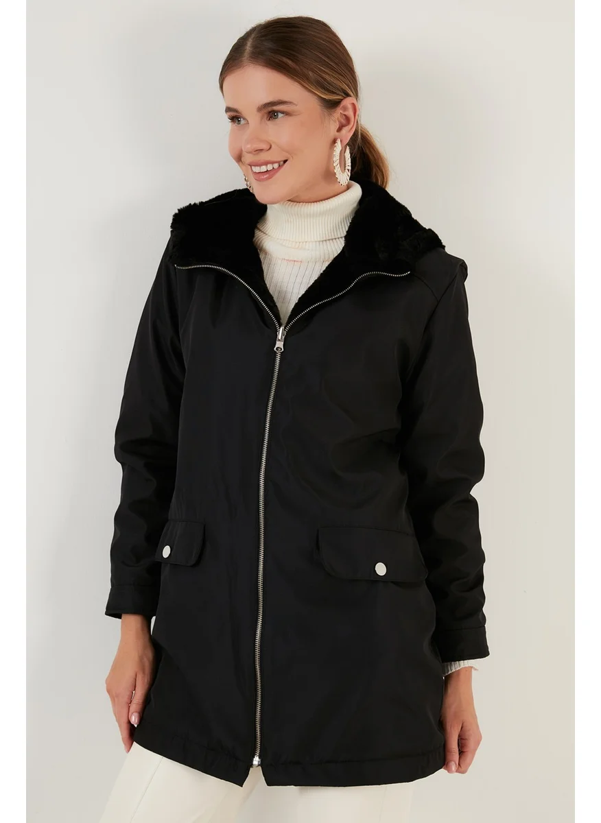ليلا Double Sided Regular Fit Faux Fur Inside Pocket Coat Women's Coat 6238067