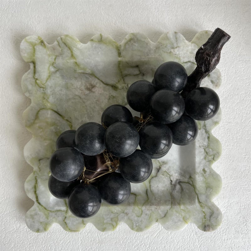 SAIDKOCC Vintage Natural Marble Tray Small Ornaments Scalloped Tray Handmade Storage Dish for Counter, Vanity, Dresser, Nightstand and Desk (Green Emerald) - Image 3