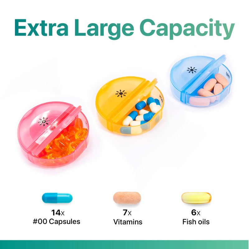 Sukuos Large Weekly Pill Organizer 2 Times a Day, Daily Pill Box 7 Day Easy to Open with Double Protection, AM PM Pill Case for Medicine/Vitamin/Fish Oil/Supplements (Cyan) - Image 2