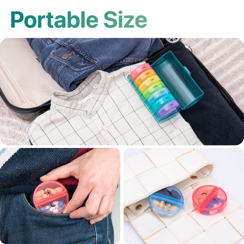 Sukuos Large Weekly Pill Organizer 2 Times a Day, Daily Pill Box 7 Day Easy to Open with Double Protection, AM PM Pill Case for Medicine/Vitamin/Fish Oil/Supplements (Cyan) - Image 4