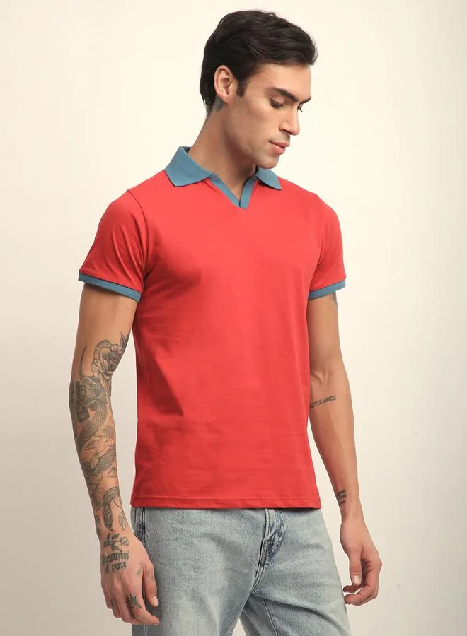 Dillinger Men Solid Regular Fit Open Collar Polo