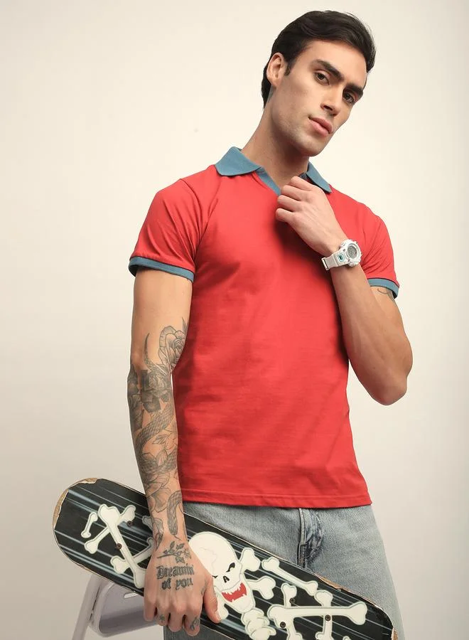 Dillinger Men Solid Regular Fit Open Collar Polo