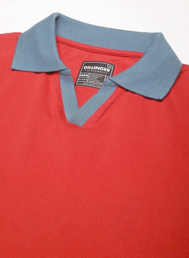 ديلينجر تيشيرت بولو سادة بياقة مفتوحة وقصة عادية للرجال