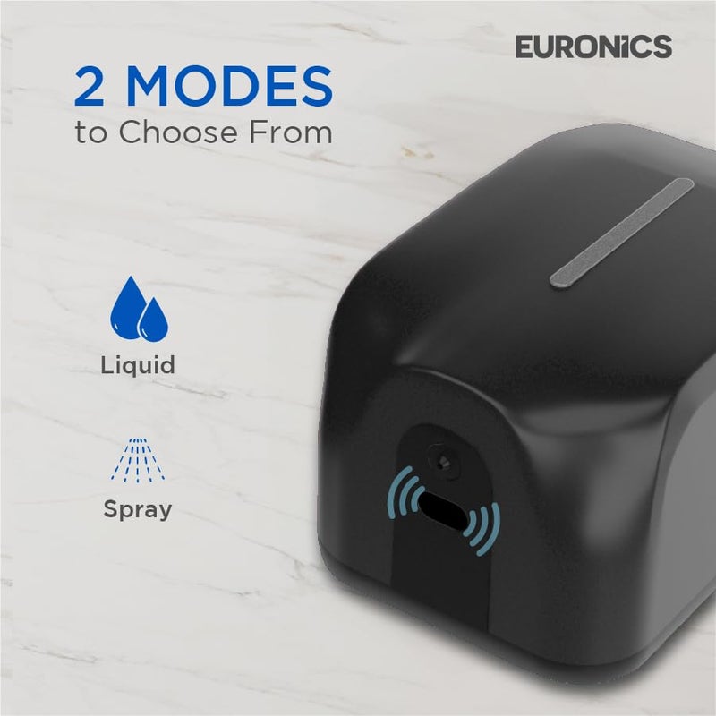 Euronics 1100 ml Black Automatic Liquid Soap Dispenser for Bathroom & Kitchen | Touchless - Sensor Operated | ABS Plastic | Wall Mounted | ES06N B - Image 3