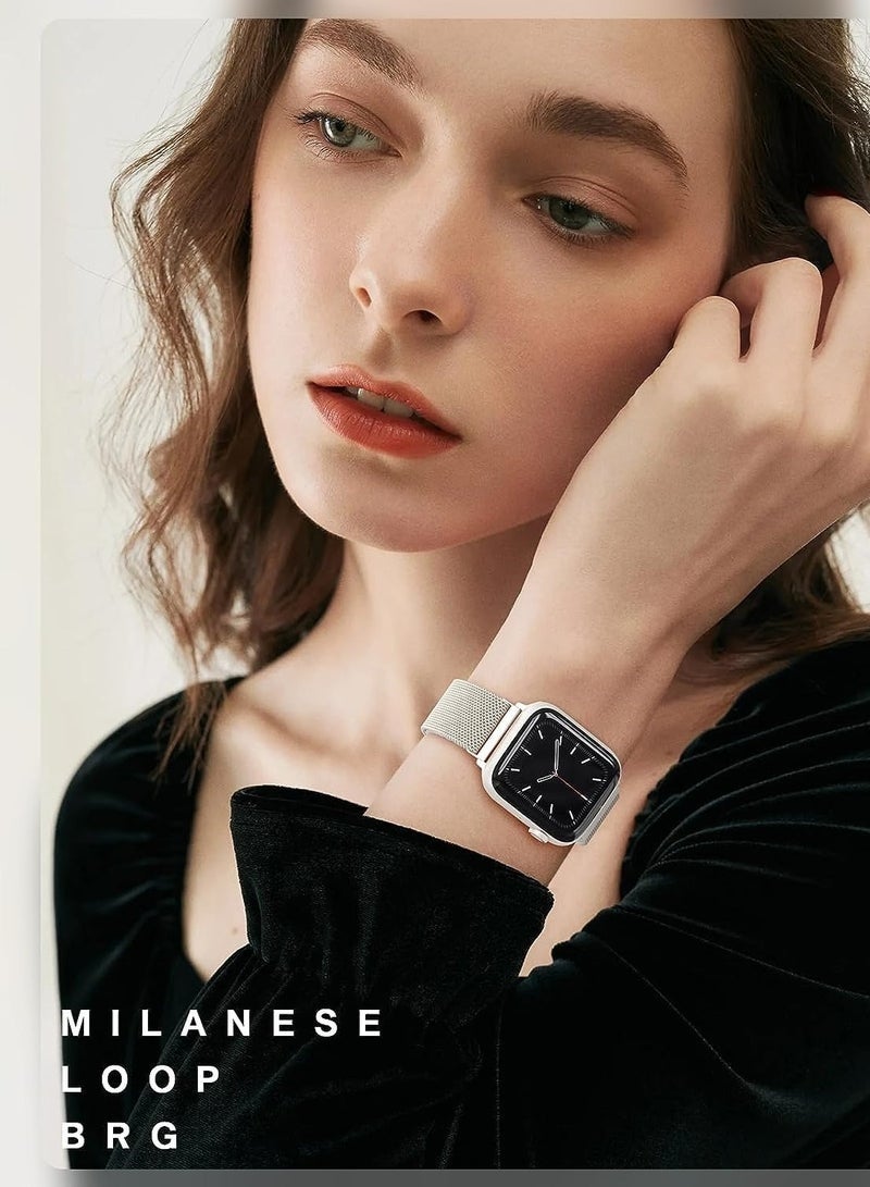 كيلا حلقة ميلانو من الفولاذ المقاوم للصدأ متوافقة مع سوار ساعة Apple Watch مقاس 38 مم 40 مم 41 مم 42 مم 42 مم (سلسلة 11/10، سوار بديل لساعة iwatch Series 11، سلسلة 10 8 7 6 5 4 3 2 1 (42/41/40/38 مم) - Image 5