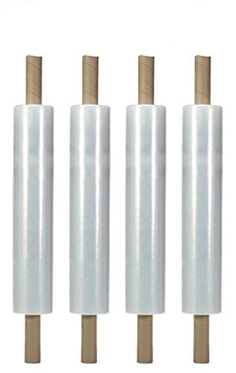 20 Inches X 1000 Feet Roll  Thick 80 Gauge  Plastic Film Shrink Wrap for Moving Furniture Pallet Box Wrapping Heavy Duty Stretch Industrial with Handles Made in USA Clear 4Pack