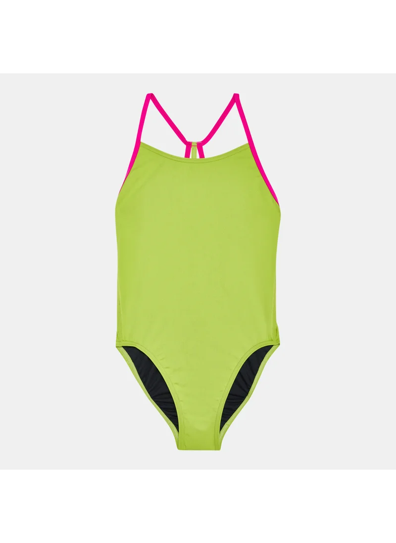 speedo Kids' Lane Line Back Solid Swimsuit