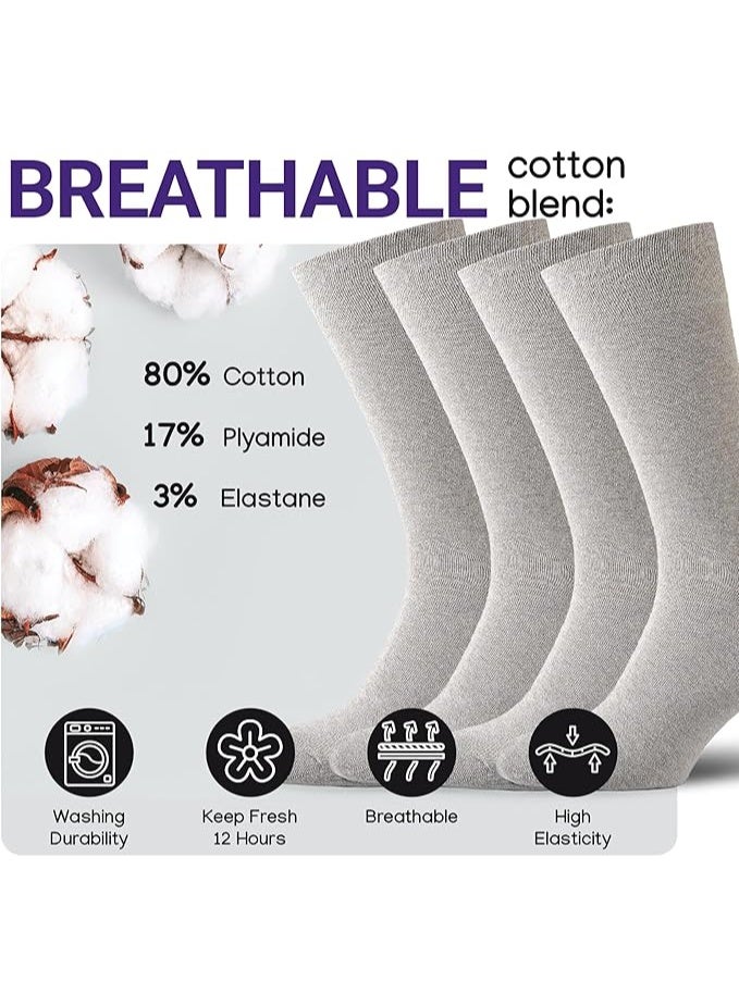 Mens Dress Socks, Lightweight Cotton Crew Socks, Super Soft and Breathable Socks for Men, Black Socks - Image 4