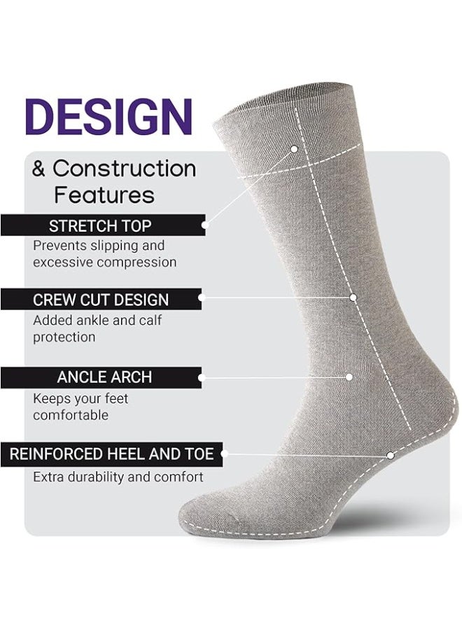 Mens Dress Socks, Lightweight Cotton Crew Socks, Super Soft and Breathable Socks for Men, Black Socks - Image 2