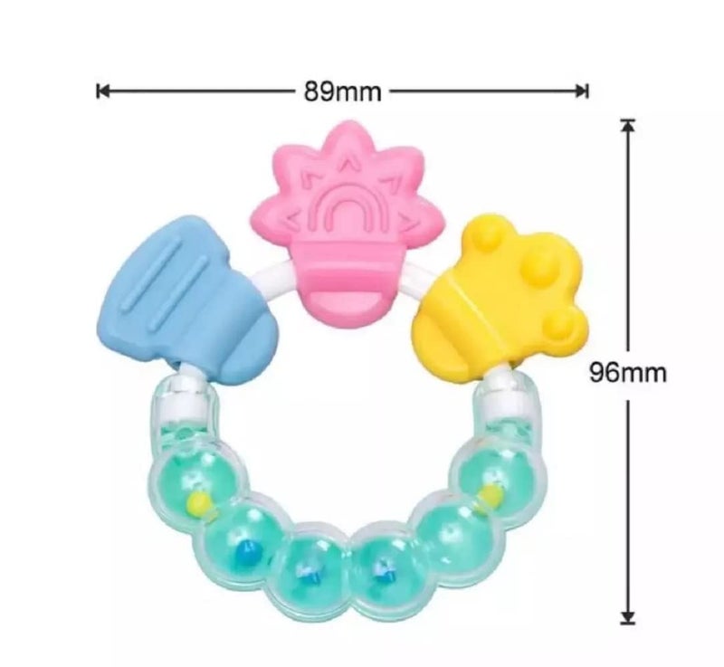 BabyGo Baby Rattle & Teether Toy | BPA-Free Silicone Chew Soother, Safe & Gentle on Gums | Soft Natural Gum Relief Toy for Infants | Early Learning Teether Hand Grip (Pack of 1, Multicolor) - Image 4