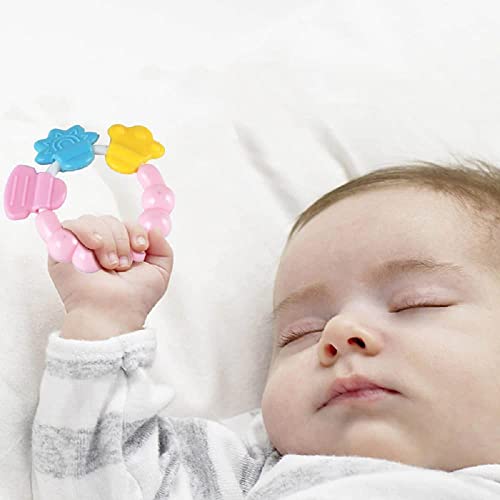 BabyGo Baby Rattle & Teether Toy | BPA-Free Silicone Chew Soother, Safe & Gentle on Gums | Soft Natural Gum Relief Toy for Infants | Early Learning Teether Hand Grip (Pack of 1, Multicolor) - Image 3