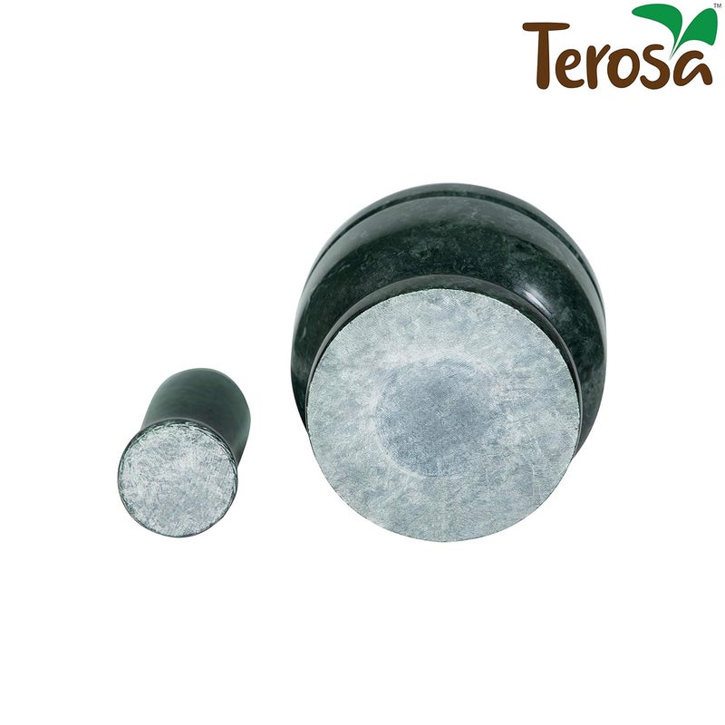 Terosa Oasis Green Mortar Pestle Set or Ohkli Musal or Kharal or Idi Kallu or Khal Musal or Khalbatta or Spice GrinderStd4 Inch Marble - Image 4