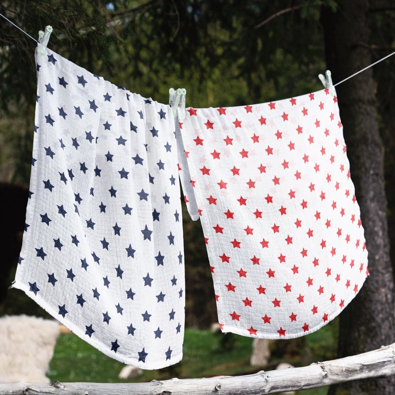 Bacati مجموعة باكاتي من 4 بطانيات قطنية صغيرة للبحارة، أزرق/أحمر - Image 4