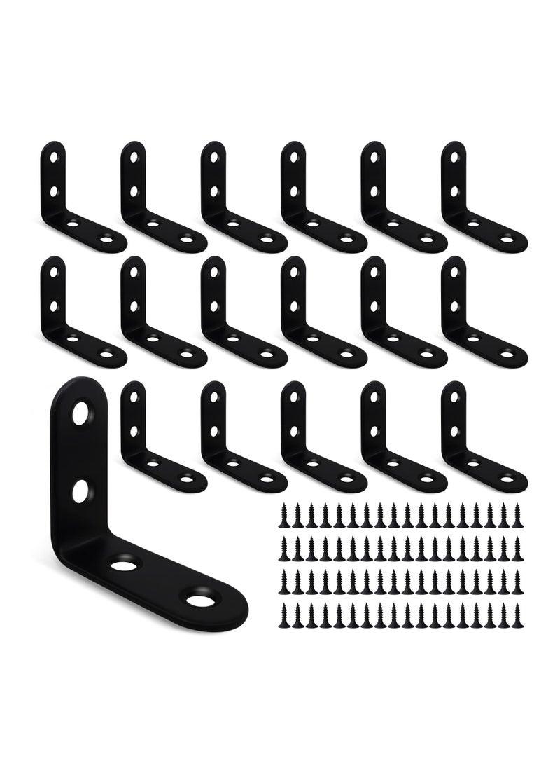 Excefore 18 Pcs L Bracket Corner Brace, Stainless Steel Sturdy Corner Braces, 90 Degree Right Angle Bracket, Corner Bracket for Wood Shelves Furniture Chair with 72PCS Screws (1.57x1.57 inch)  - Image 1
