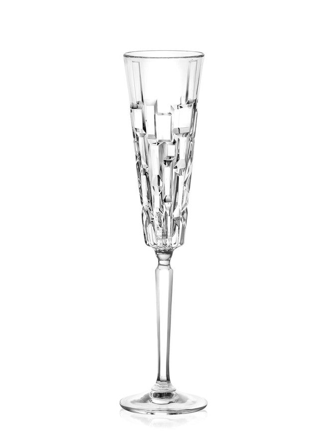 RCR Cristalleria Italiana ETNA Crystal Champagne Flute Glass -Set of 6 (280 ml,Italy Made) - Image 1
