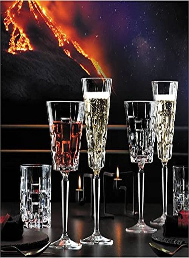 RCR Cristalleria Italiana ETNA Crystal Champagne Flute Glass -Set of 6 (280 ml,Italy Made) - Image 2