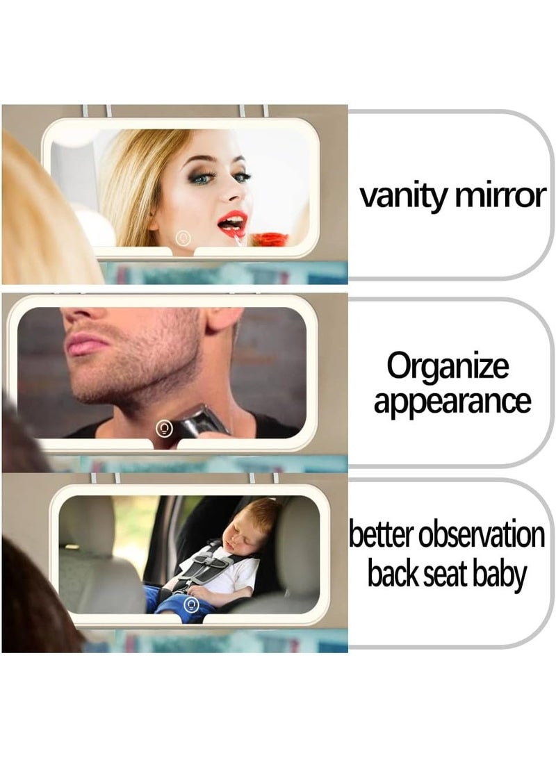 مراة فانيتي للسيارة مصباح LED ، مراة فانيتي مع 3 اوضاع اضاءة، مرايا تجميل للسيارات مع مصابيح LED قابلة لاعادة الشحن مع شاشة تعمل باللمس - Image 4