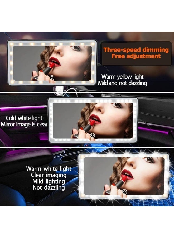 مراة فانيتي للسيارة مصباح LED ، مراة فانيتي مع 3 اوضاع اضاءة، مرايا تجميل للسيارات مع مصابيح LED قابلة لاعادة الشحن مع شاشة تعمل باللمس - Image 3
