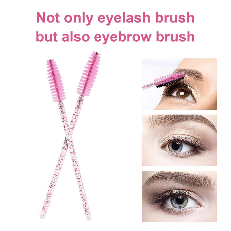 CHEFBEE 100PCS Disposable Eyelash Brush, Mascara Wands Makeup Brushes Applicators Kits for Eyelash Extensions and Eyebrow with Container (Light Pink) - Image 3